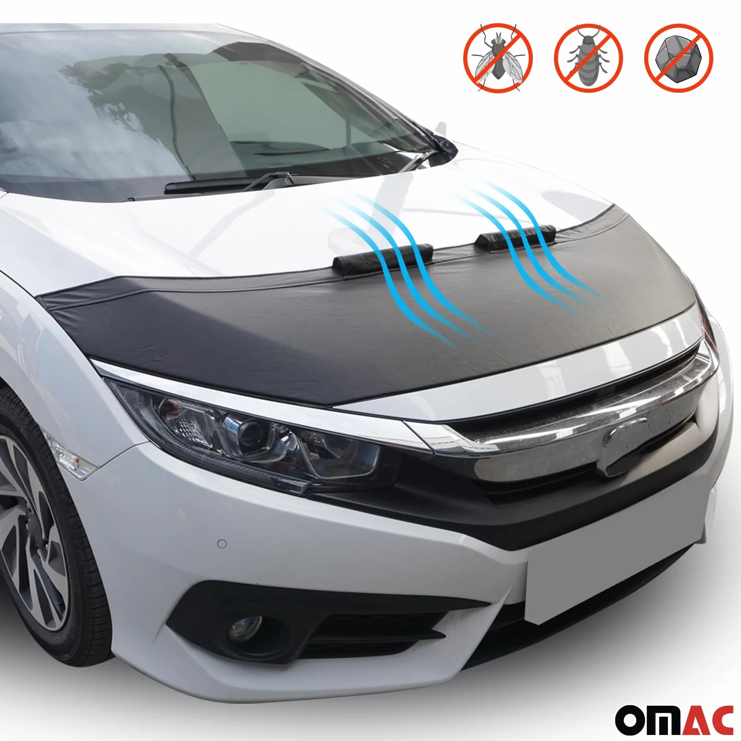OMAC Haubenbra Steinschlagschutz Bonnet Bra kompatibel mit VW Crafter 2016-2025 Schwarz Halb