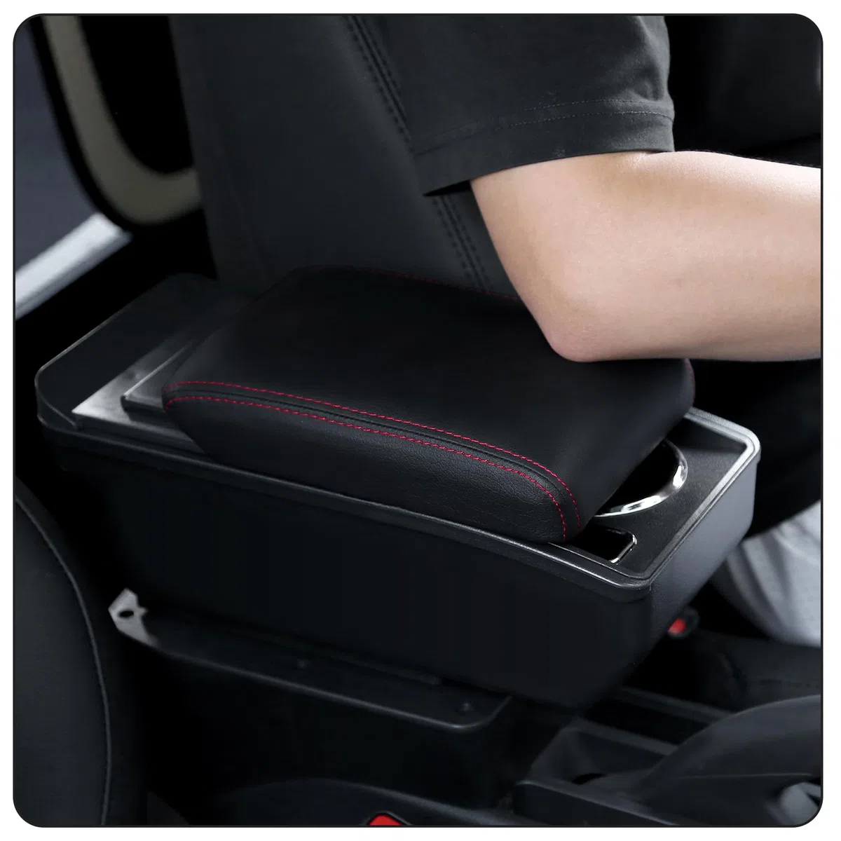 YJYWZH Compatible with Seat Ibiza 6j Armlehnen Ibiza 4 IV 2008-2016 Armlehnen Auto Mittelkonsole Aufbewahrungsbox Armlehne Innenausstattung Armauflage Leder Armstütze mit Getränkehalter