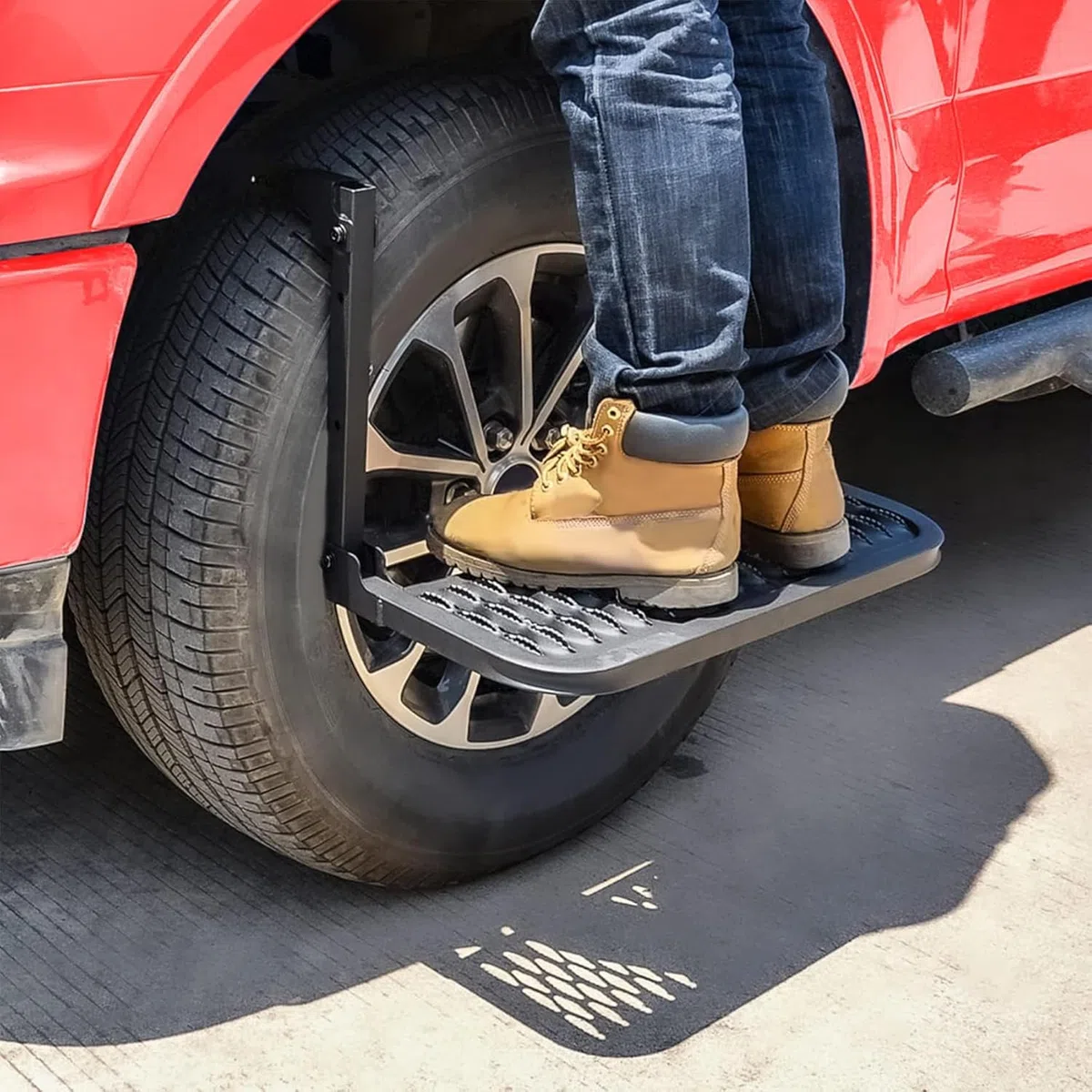 Faltbare, rutschfeste Reifenstufe für Lkw, SUV und Wohnmobile, verstellbar, extrem belastbar, passend für die meisten Reifen von 13 bis 20 Zoll, Tragkraft bis zu 330 lbs (für 13–20-Zoll-Reifen)