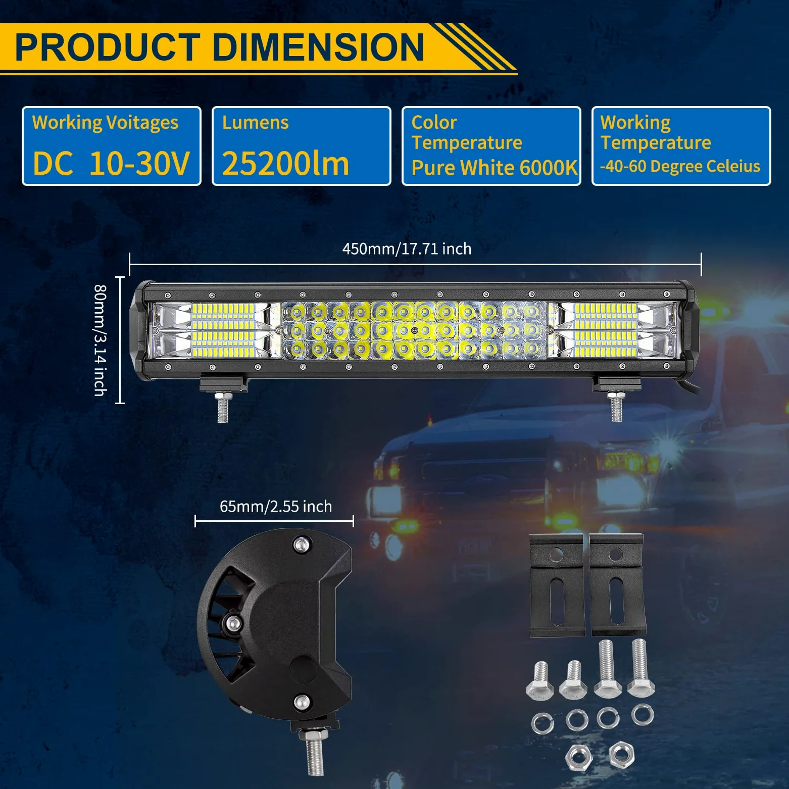 RIGIDON Led lichtleiste kfz aussen, 12V 24V 18 Zoll 45cm 252W Spot Flut-Combo-Strahl offroad beleuchtung für SUV Offroad ATV, UTV, Offroad, Traktor, LKW, Fahrzeuge, 6000K Weiß led nebelscheinwerfer
