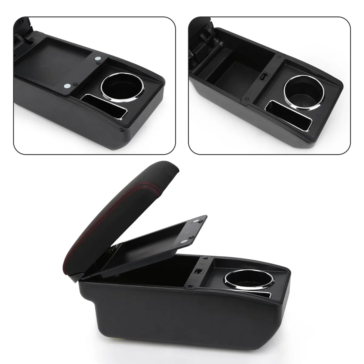 YJYWZH Compatible with Seat Ibiza 6j Armlehnen Ibiza 4 IV 2008-2016 Armlehnen Auto Mittelkonsole Aufbewahrungsbox Armlehne Innenausstattung Armauflage Leder Armstütze mit Getränkehalter