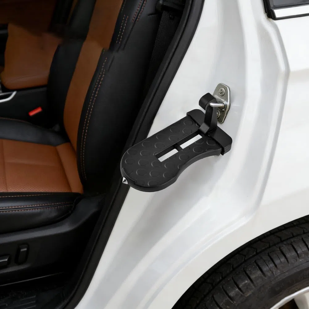 Faltbares Autotürpedal, Autotürsteg Max. Kapazität 400 lb, Universal-Roof-Rack-Fahrzeugsteg mit Sicherheitshammer, Passend für SUV, RV, Geschäftswagen, Familienwagen(schwarz)