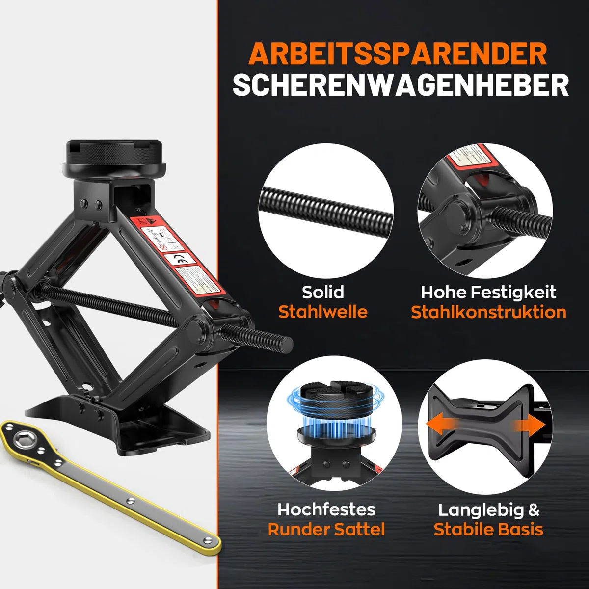 Universelle Wagenheber 2T, 2026 Neues Upgrade Scherenwagenheber mit 2Pcs Wagenheber Gummiauflage Schützt PKW, Tragbarer Car Jack mit Ratschegriff, Auto-Notfallset für SUV MPV Wartung und Reparatu
