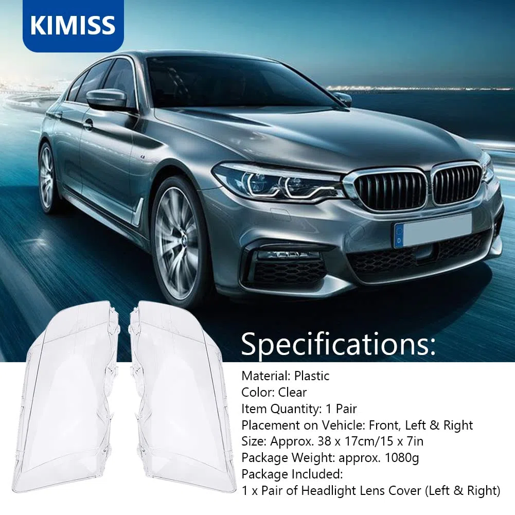 KIMISS 1 Paar Scheinwerfer Glasabdeckung Links und Rechts E46 Scheinwerferabdeckung 3 Series 1998-2001 4 Türer