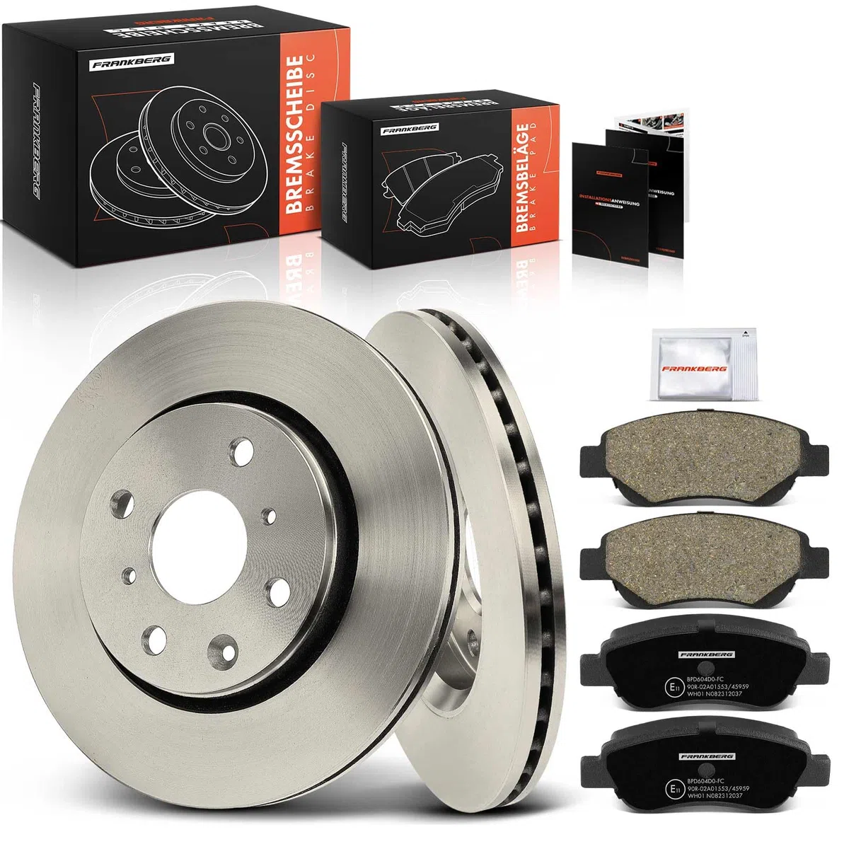 Frankberg Bremsensatz inkl. 2x Bremsscheiben + 4x Bremsbeläge Vorne Kompatibel mit C1 II PA PS 108 107 PM PN C1 PM PN Aygo B1 Replace# 4246J0,4246F0