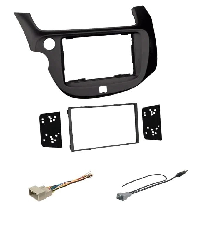 Doppel-DIN-Autoradio-Installations-Armaturenbrett-Set, Kabelbaum und AM/FM-Radioempfangsantennen-Adapter-Kombination, hergestellt für Honda Fit 2009–2013