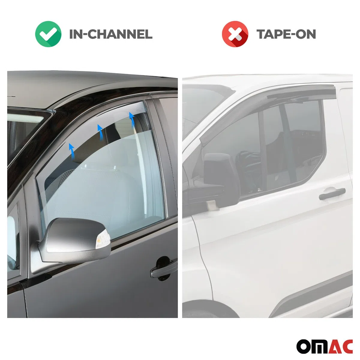 OMAC Windabweiser Regenabweiser kompatibel mit Audi Q3 8U 2011-2018 Dunkel Acryl 2tlg
