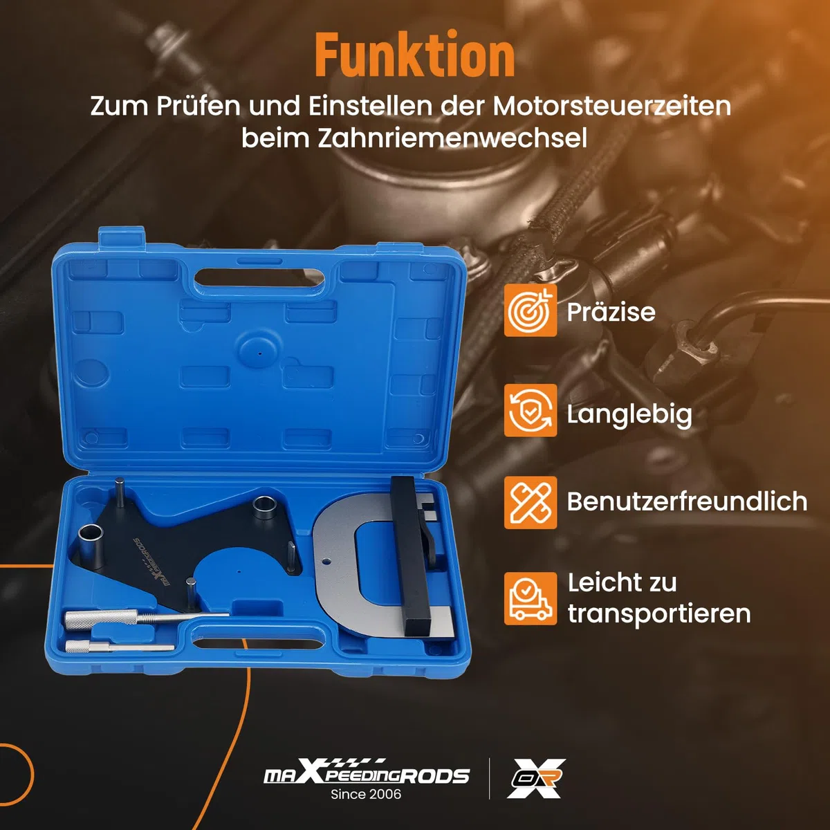 maXpeedingrods Motor Einstell Werkzeug Zahnriemen für Renault Modelle 1.4 & 1.6 16v K4J K4M F4, für Laguna/Clio/Megane/Espace Scenic MOT 1496 1490 1490-01 1054/861/863 1489 F4P F4R Blau