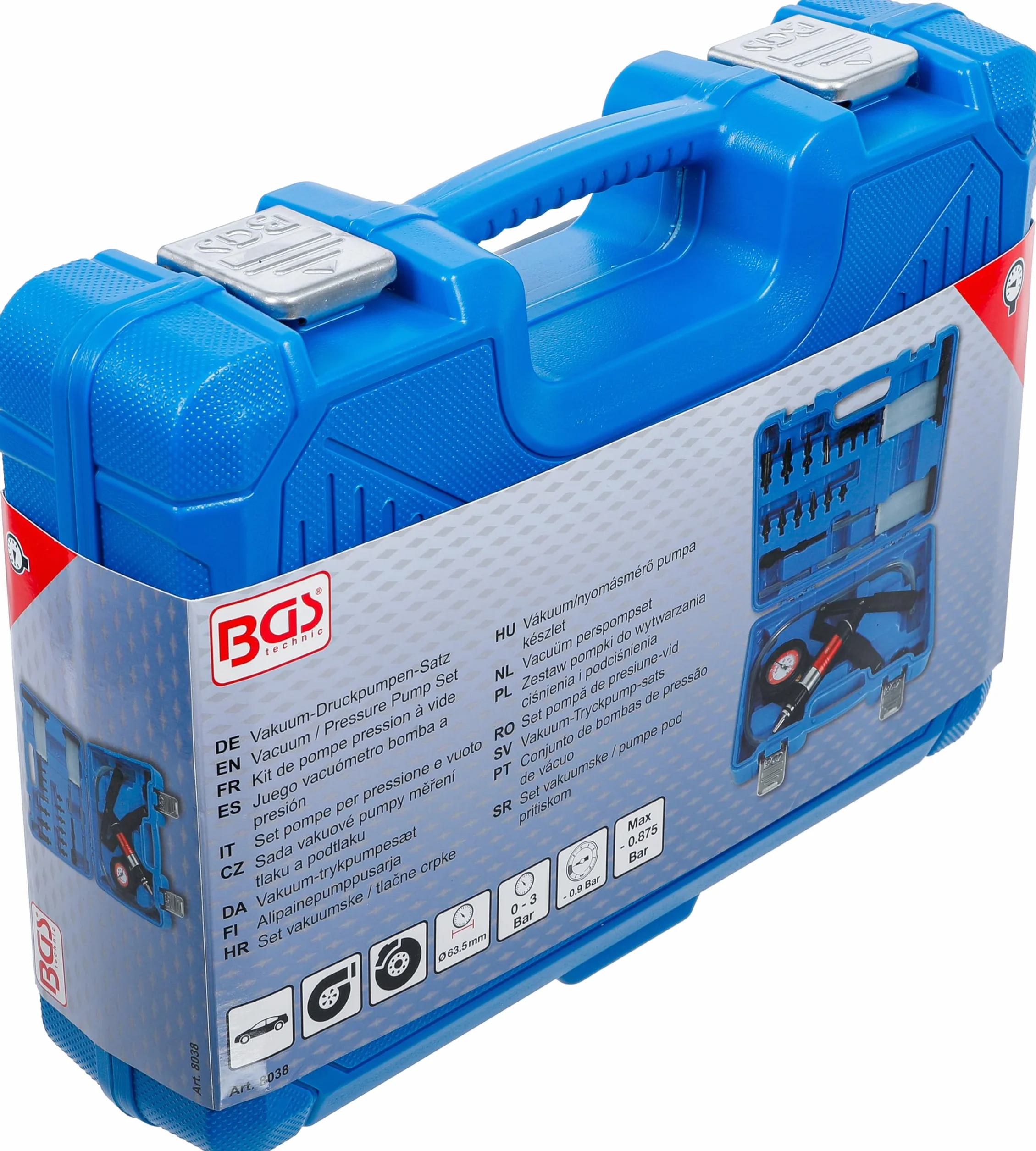 BGS 8038 | Vakuum-Druckpumpen-Satz | Vakuumpumpe | Bremsenentlüfter | Bremsentlüftungsgerät | Vakkumtester | im Koffer