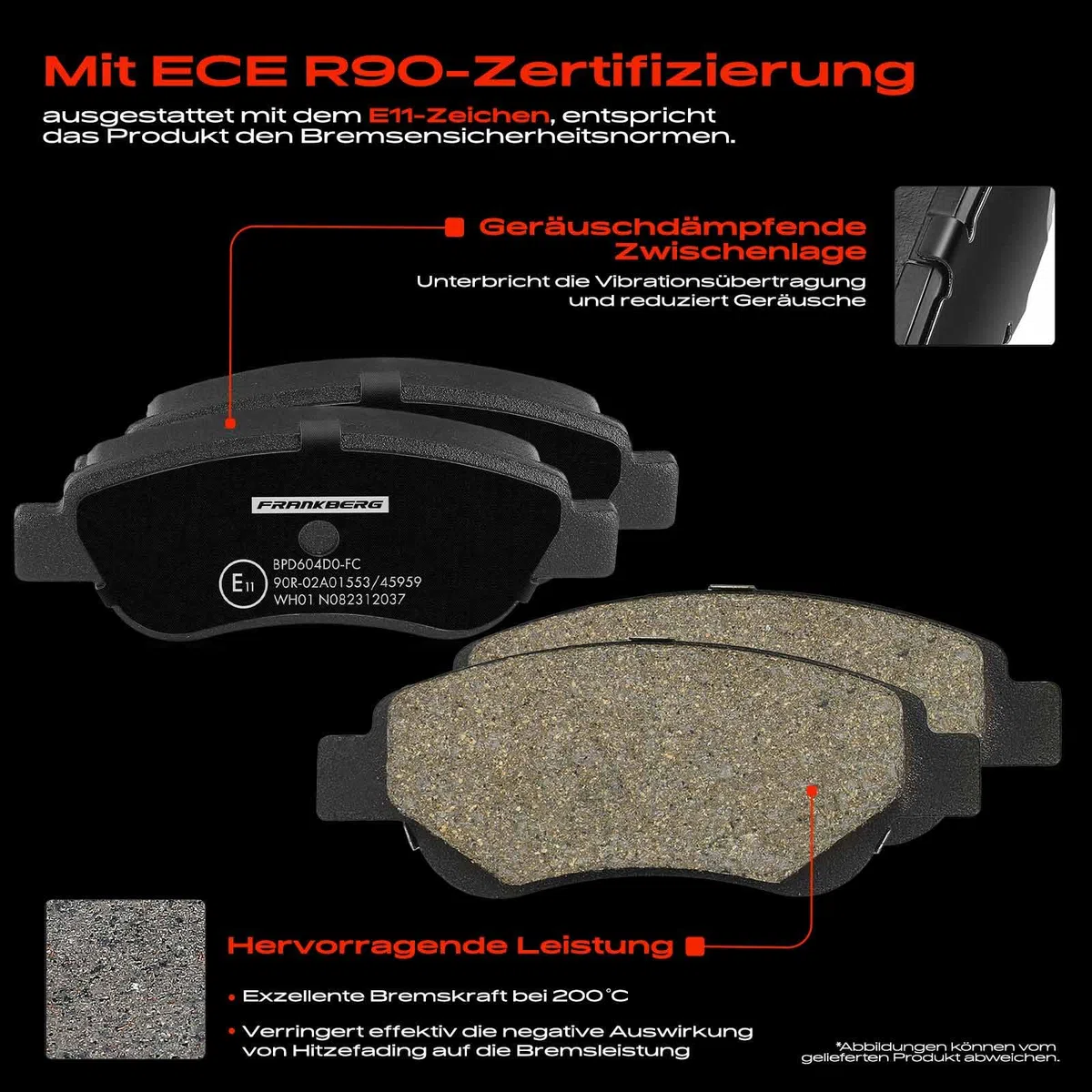 Frankberg Bremsensatz inkl. 2x Bremsscheiben + 4x Bremsbeläge Vorne Kompatibel mit C1 II PA PS 108 107 PM PN C1 PM PN Aygo B1 Replace# 4246J0,4246F0