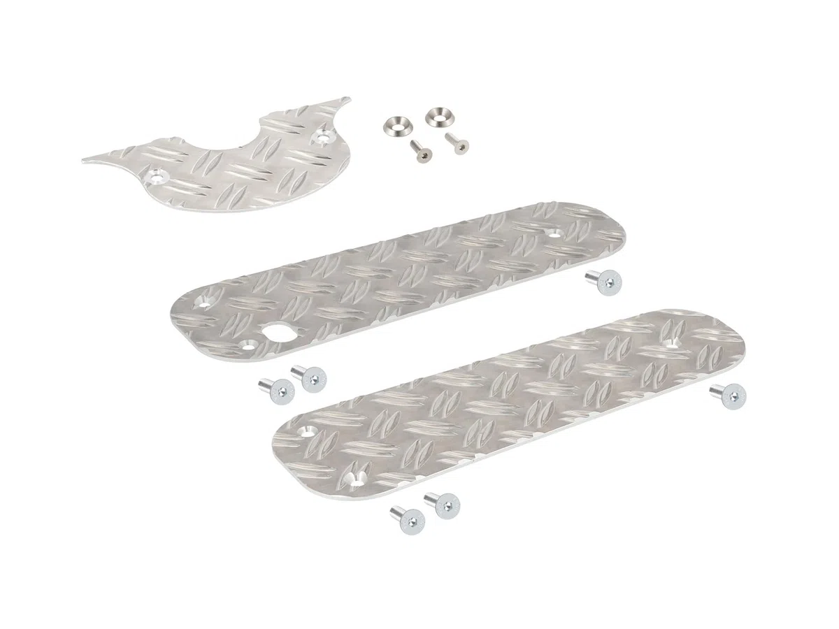 Set: Trittbretter + Armaturenblech, Aluminium-Riffelblech - für Simson Schw