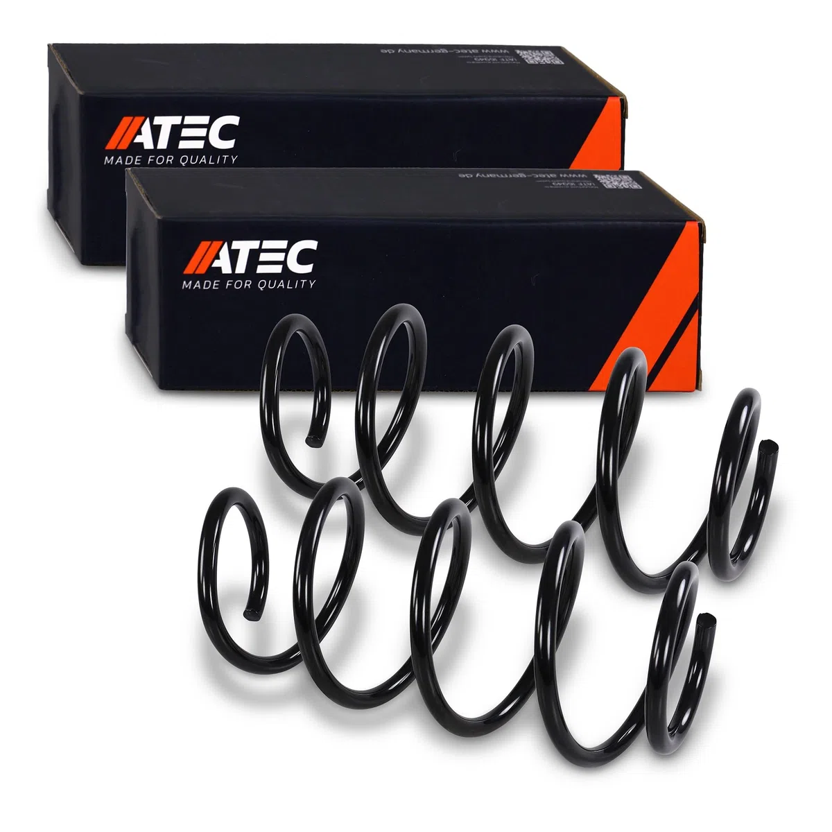 ATEC Germany 2x Fahrwerksfeder vorne links & rechts Kompatibel mit A udi A3 (8P1) (8PA), SKODA OCTAVIA 2 (1Z5)(1Z3), VW GOLF 6 (AJ5) (5K1), GOLF 5 (1K1), GOLF PLUS V (5M1, 521), JETTA III (1K2)