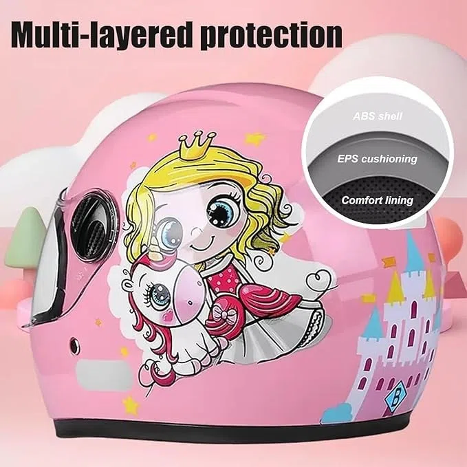 Integraler Motorradhelm für Kinder, ECE-zugelassener Rollerhelm mit Sonnenblende und abnehmbarem Schal, Rollerhelm für Jungen und Mädchen im Alter von 3 bis 12 Jahren B,48-55CM