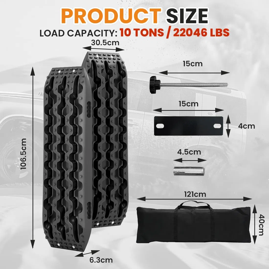 2 Stücke Sandbleche Sandboard SandbretterTraktionshilfe Anfahrhilfe Recovery Board Offroad Tracks Geeignet für Außeneinsatz bei Schnee,Sand, Schlamm für Geländewagen Wohnmobil PKW LKW (Schwarz)