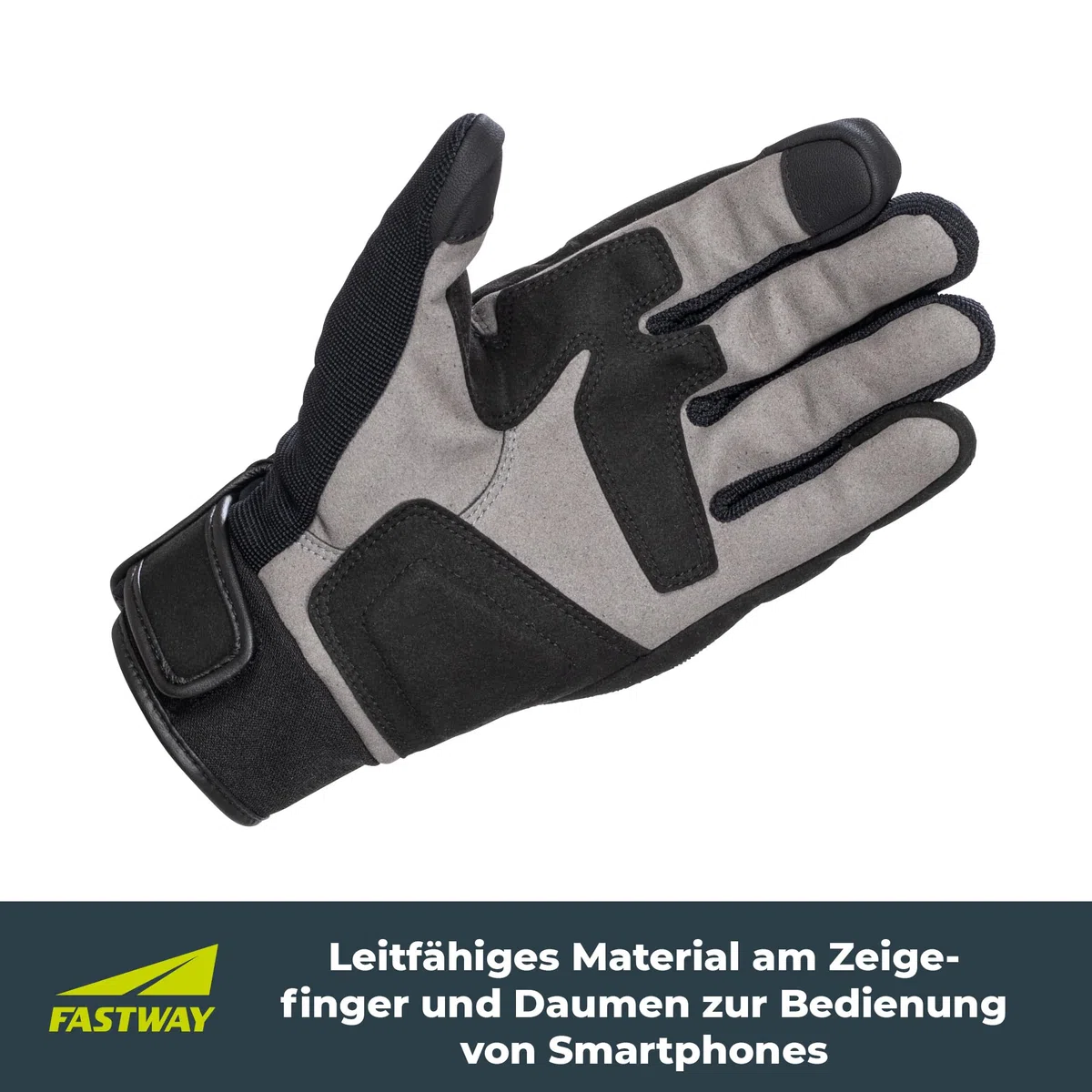 FAST WAY H 2301 Motorradhandschuhe Herren, CE Zertifiziert, Leder-Textil Mix, Atmungsaktiv, Touchscreen-kompatibel, Verstellbarer Klettverschluss, Für Sommer und Übergangszeit