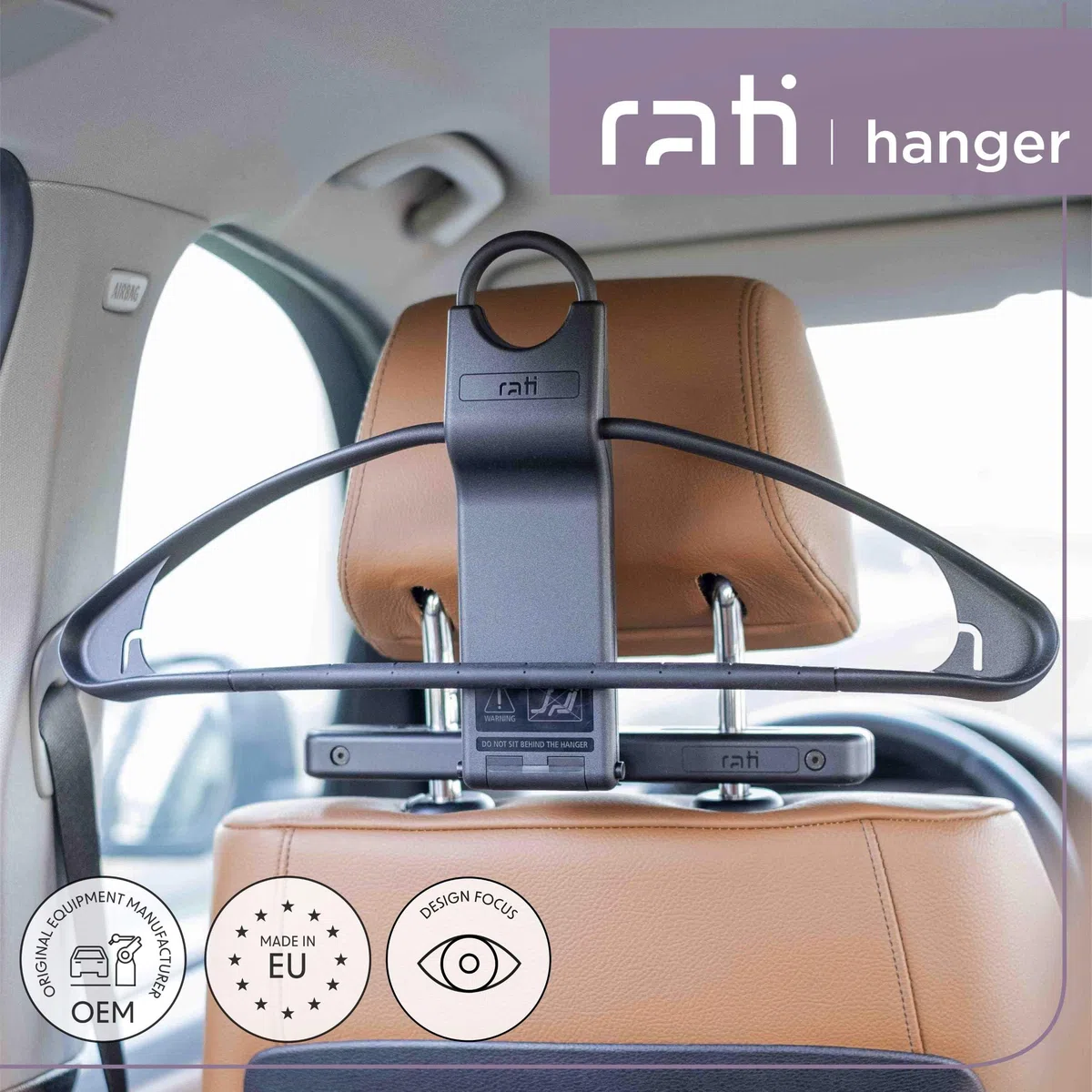 Rati Hanger Smarter Autokleiderbügel, Kleiderbügel, Jackenhalter für Kopstütze, KFZ Kleiderbügel