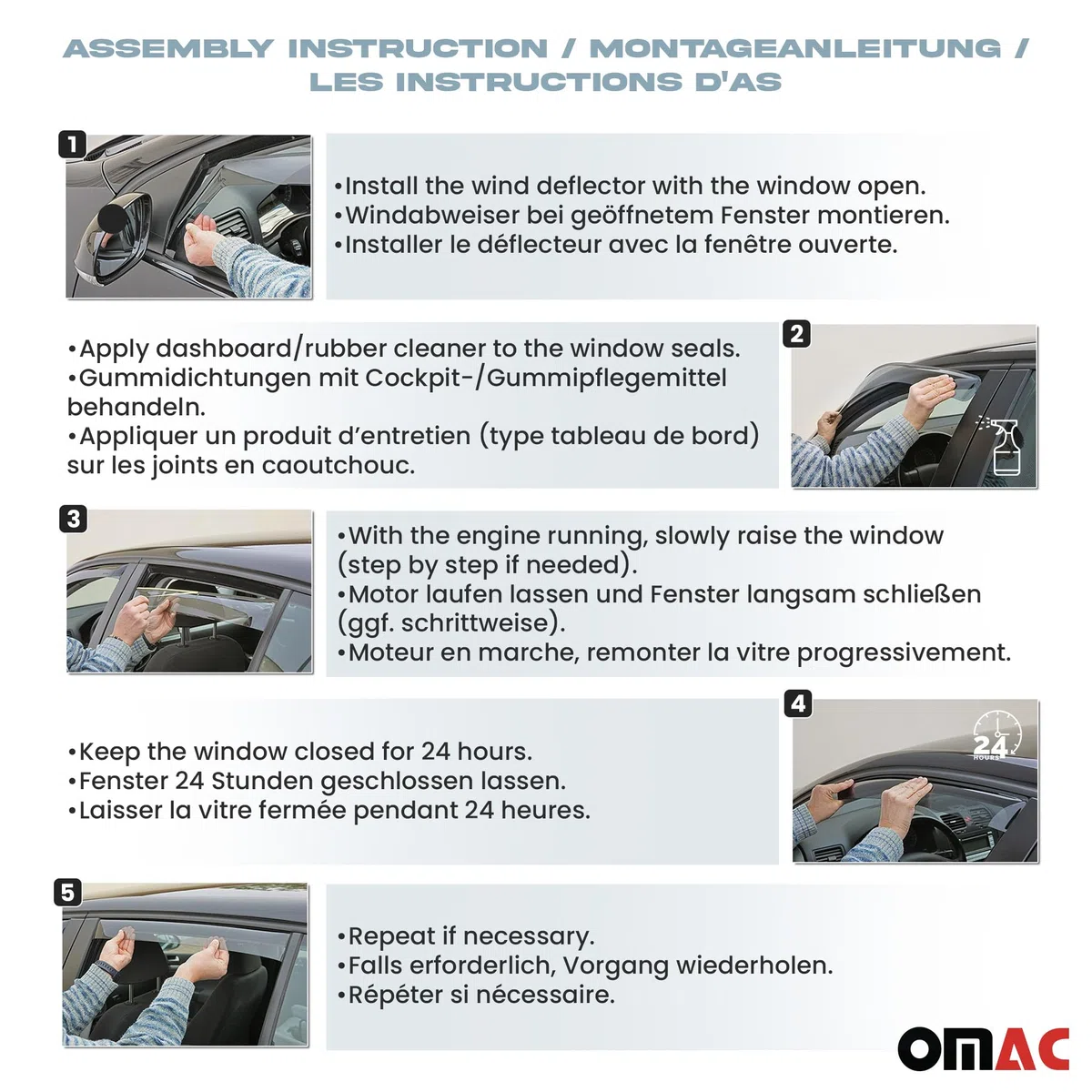 OMAC Windabweiser Regenabweiser kompatibel mit Audi Q3 8U 2011-2018 Dunkel Acryl 2tlg