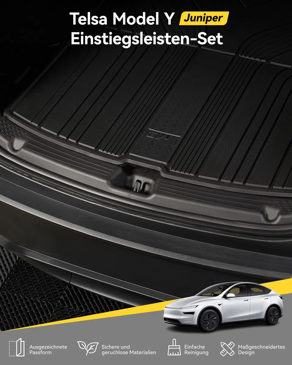 3W Kofferraum-Einstiegsleiste Türschweller für Tesla Model Y Juniper Premium/Performance 2025 2026, Nicht für Premium AWD und 2026 Standard, TPE Einstiegsleisten Staubschutzabdeckung