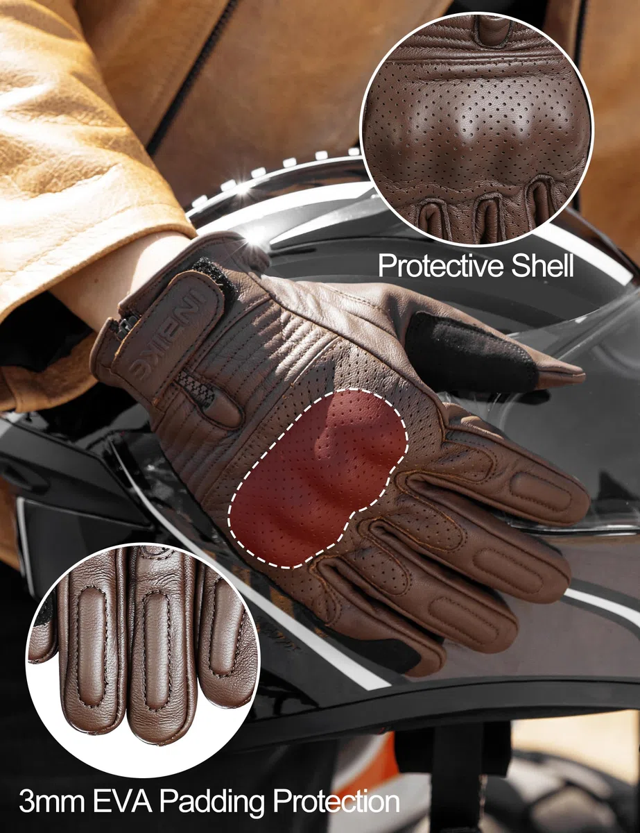 INBIKE Ziegenleder Motorradhandschuhe CE-Zertifizierte Motorrad Schutz Handschuhe Mit Harter Schutzhülle Professionelle Motorradschutzhandschuhe IM805
