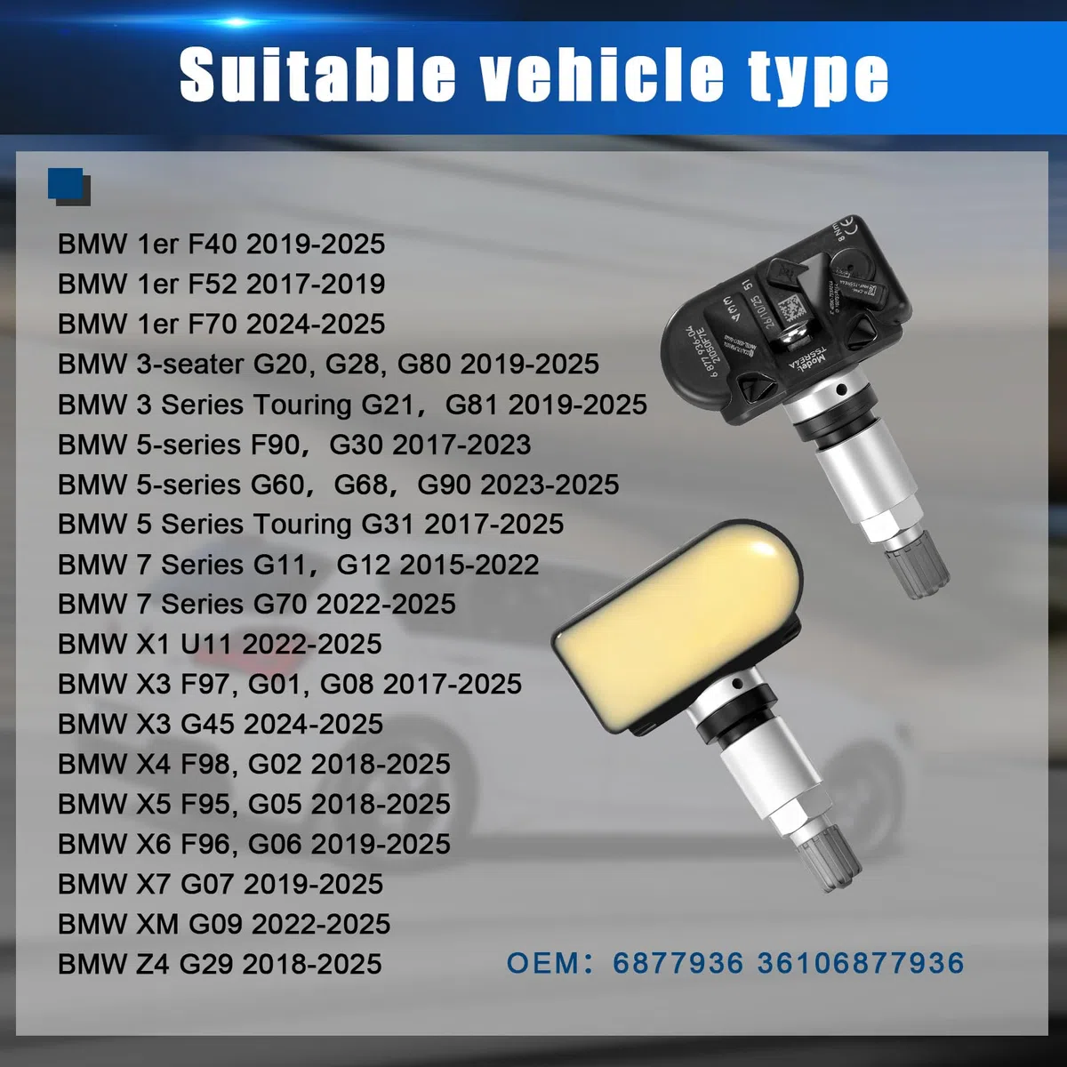 Reifendrucksensor Kompatibel mit BMW 5er G30 G31 F40 3er G20 X3 G01 X5 G05 RDKS TPMS Reifendruckkontrolle für 7er G11 G12 G70 X1 U11 X4 F98 G02 X6 F96 G06 X7 G07 36106877936 4 Stück