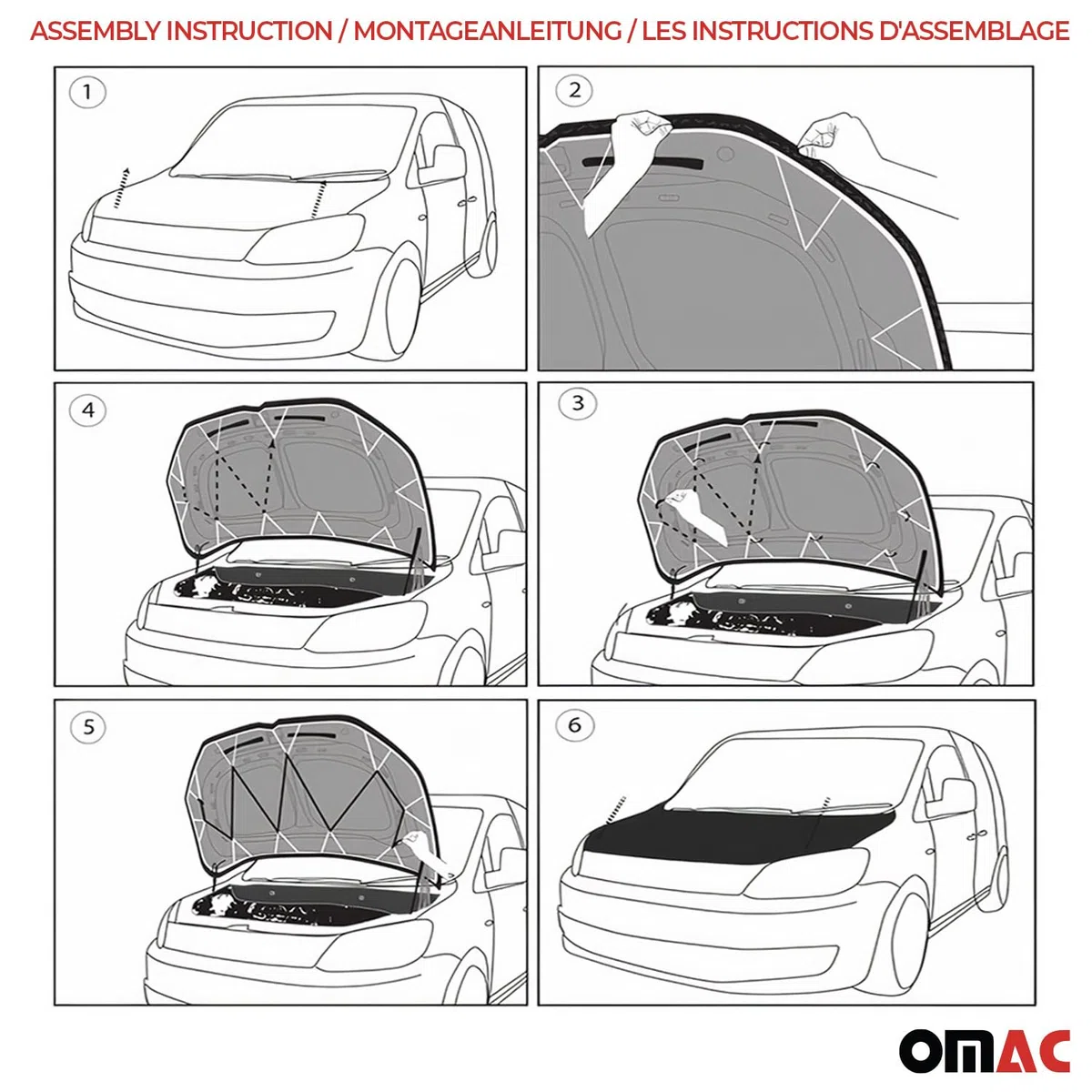 OMAC Haubenbra Bonnet Bra Steinschlagschutz kompatibel mit Opel Vivaro B 2014-2019 Schwarz 1tlg