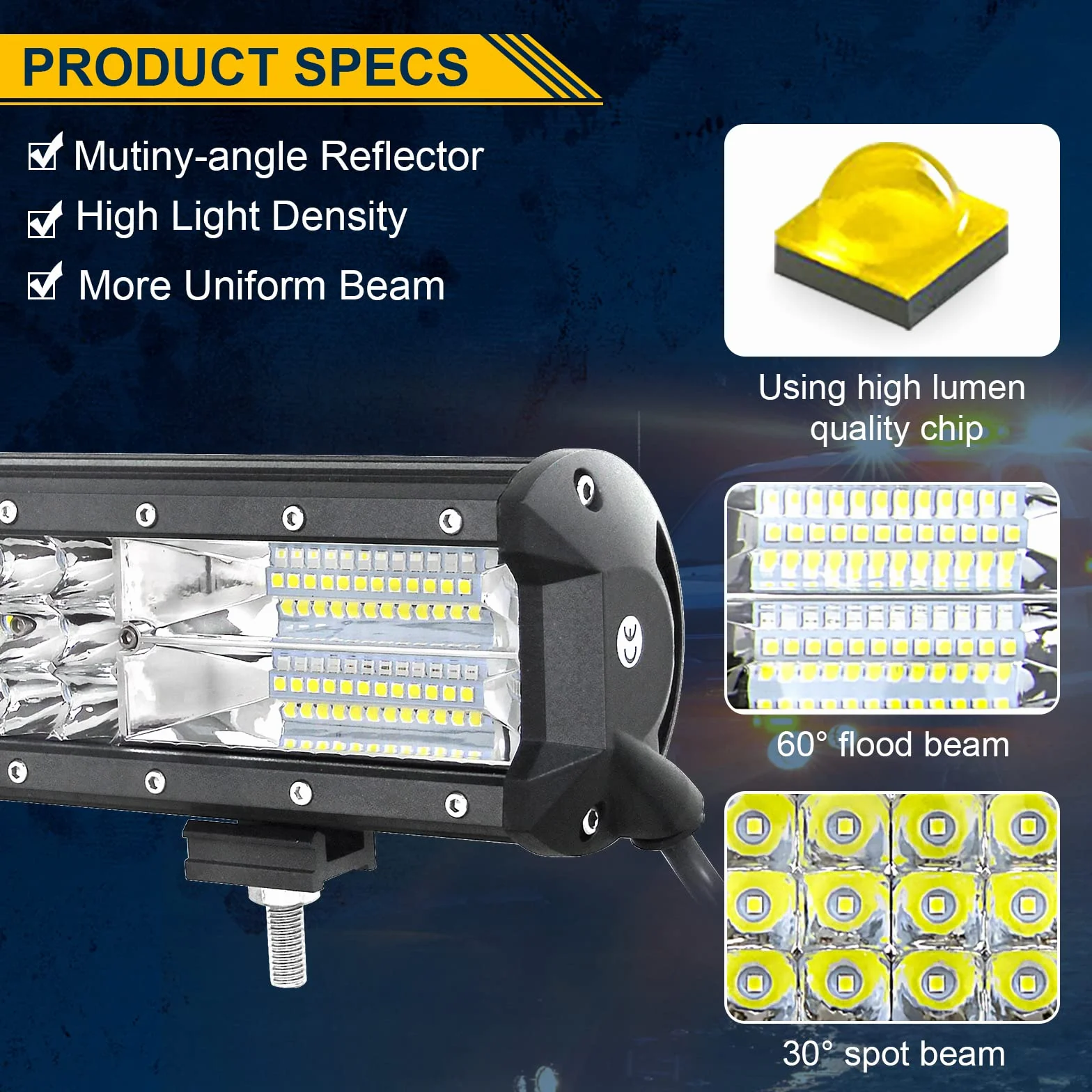 RIGIDON Led lichtleiste kfz aussen, 12V 24V 18 Zoll 45cm 252W Spot Flut-Combo-Strahl offroad beleuchtung für SUV Offroad ATV, UTV, Offroad, Traktor, LKW, Fahrzeuge, 6000K Weiß led nebelscheinwerfer