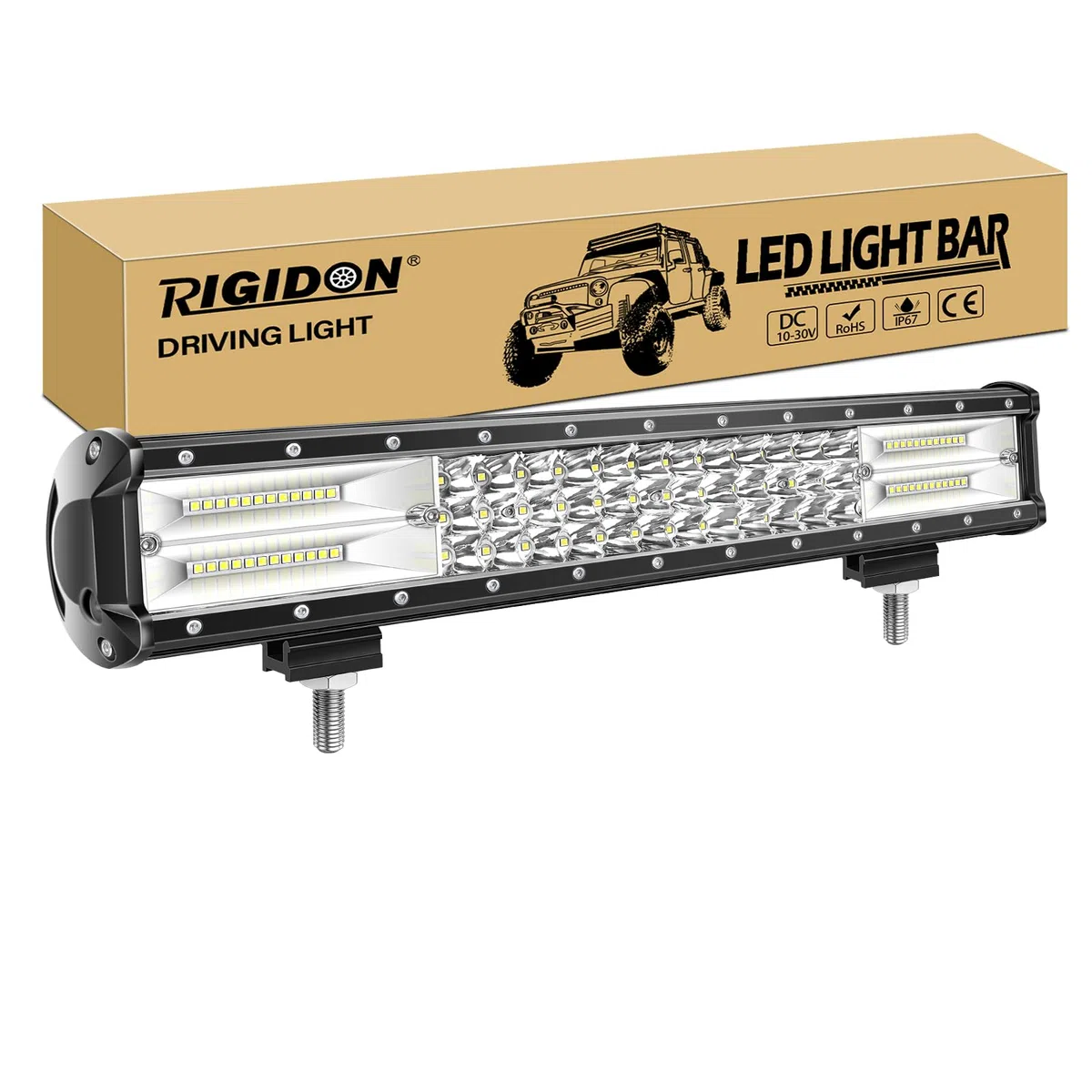 RIGIDON Led lichtleiste kfz aussen, 12V 24V 18 Zoll 45cm 252W Spot Flut-Combo-Strahl offroad beleuchtung für SUV Offroad ATV, UTV, Offroad, Traktor, LKW, Fahrzeuge, 6000K Weiß led nebelscheinwerfer