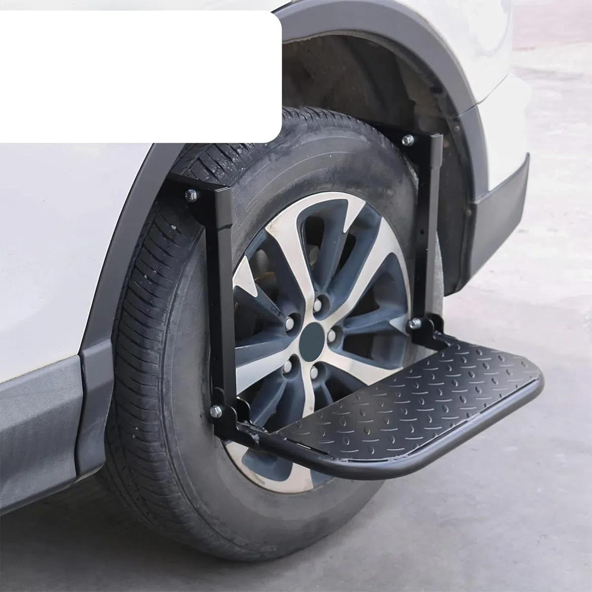 Klappbare, strapazierfähige Trittstufe für Lkw, SUV und Wohnmobile, verstellbare, am Reifen montierte Trittstufe, schwarz, für 13- bis 20-Zoll-Reifen, Tragkraft 330 lbs (für 13- bis 20-Zoll-Reifen)
