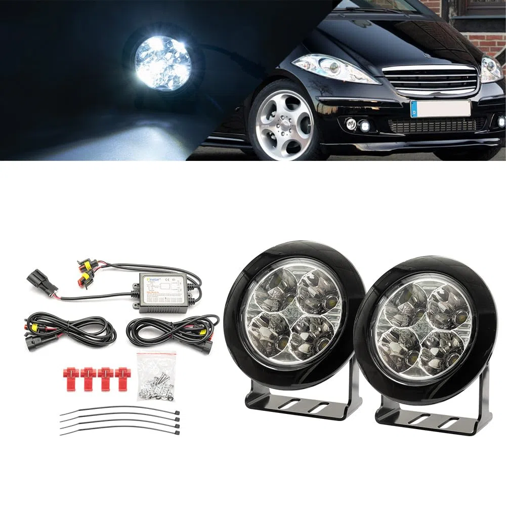 LED DRL Tagfahrlicht für Mercedes Ben.z A-Klasse W168 W169 1997–2012,Frontstoßstange Tageslichtreflektoren DLR-Lauflicht 2 LED-Standlicht mit klarer Linse
