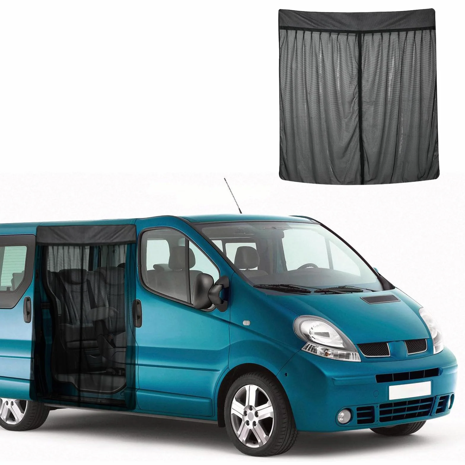 Insektennetz Ersatz für Renault Trafic 2001-2024/Vivaro/Talento/NV300, Auto Seitentür Schiebetür Insektennetz, Einschichtiges Netz Magnetische Moskitonetze Atmungsaktiv Insekten für Outdoor-Camping