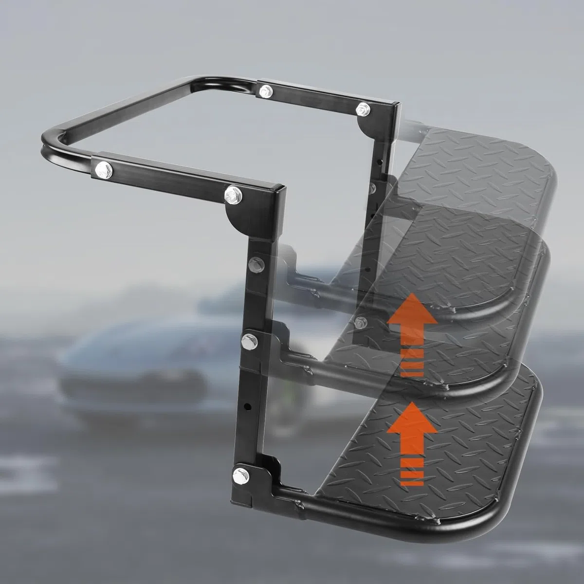 Klappbare, strapazierfähige Trittstufe für Lkw, SUV und Wohnmobile, verstellbare, am Reifen montierte Trittstufe, schwarz, für 13- bis 20-Zoll-Reifen, Tragkraft 330 lbs (für 13- bis 20-Zoll-Reifen)
