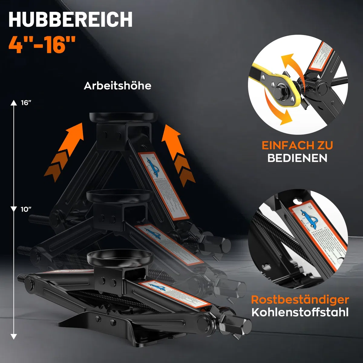 Universelle Wagenheber 2T, 2026 Neues Upgrade Scherenwagenheber mit 2Pcs Wagenheber Gummiauflage Schützt PKW, Tragbarer Car Jack mit Ratschegriff, Auto-Notfallset für SUV MPV Wartung und Reparatu
