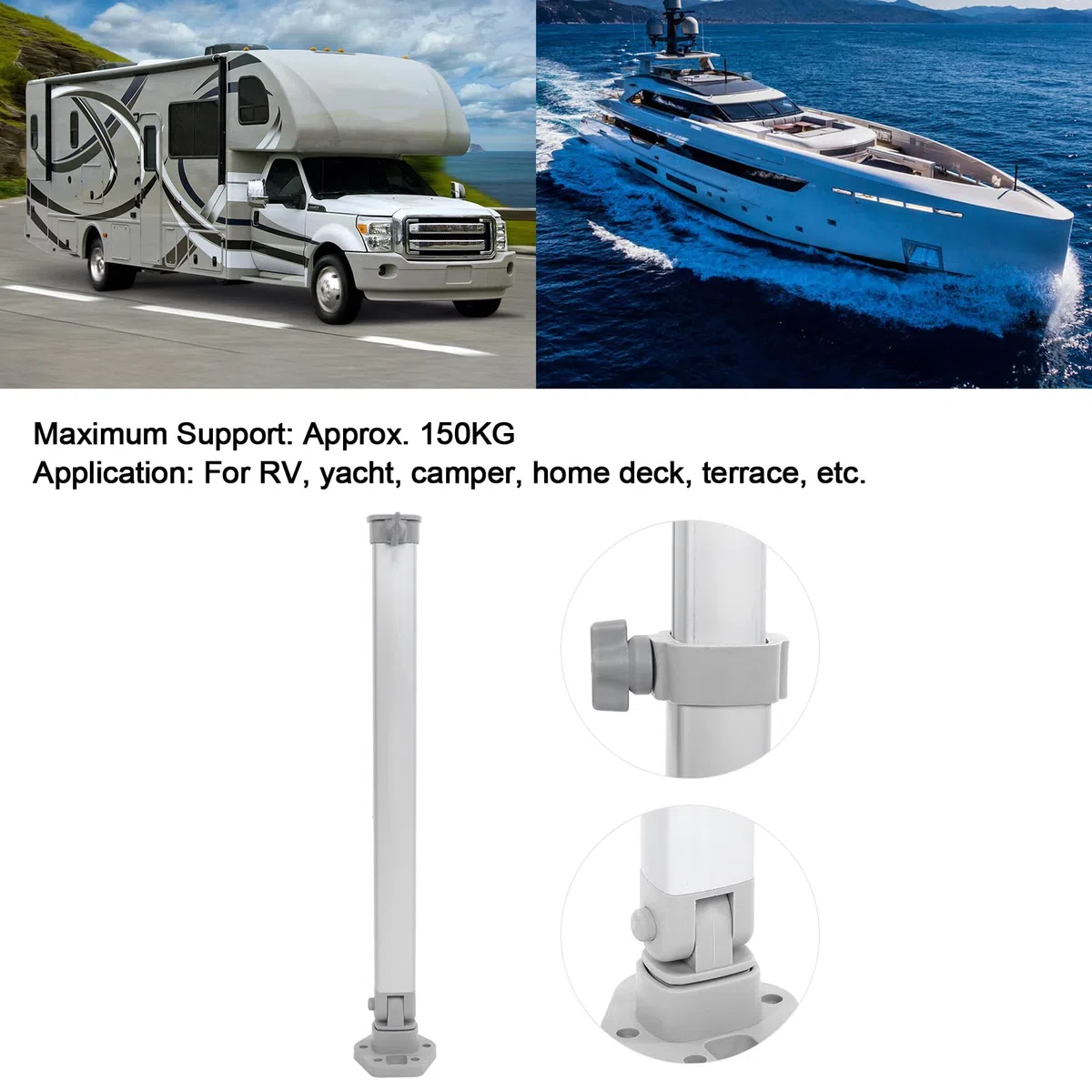 RV-Tischstütze, 510–760 Mm Höhenverstellbare Tischbein-Hebe-Teleskop-Klappstütze für Wohnmobil, Wohnwagen, Boot, Yacht